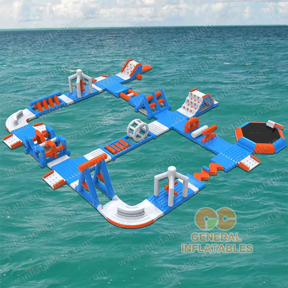 GW-022 商用充气水上乐园出售 &ndash; 浮动障碍赛道，含攀爬与滑梯